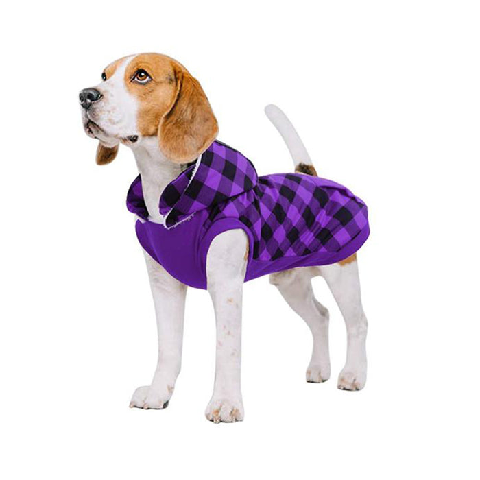 Gezellige Fleece-gevoerde Geruite Honden Hoodie