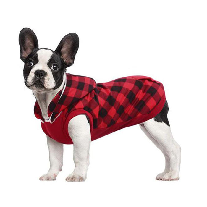 Gezellige Fleece-gevoerde Geruite Honden Hoodie