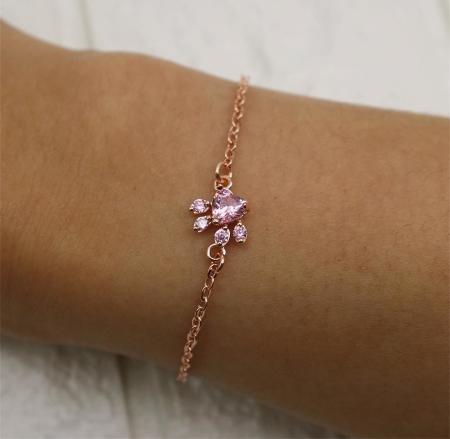 Armband met pootafdruk van rozenkwarts