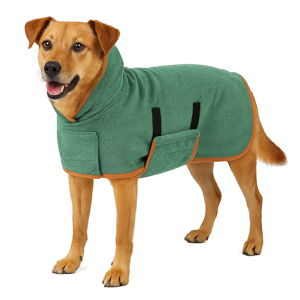 Bart | Hondenbadjas Comfort, Warmte en Stijl voor je Hond in Groen, XS – Huisdierentempel