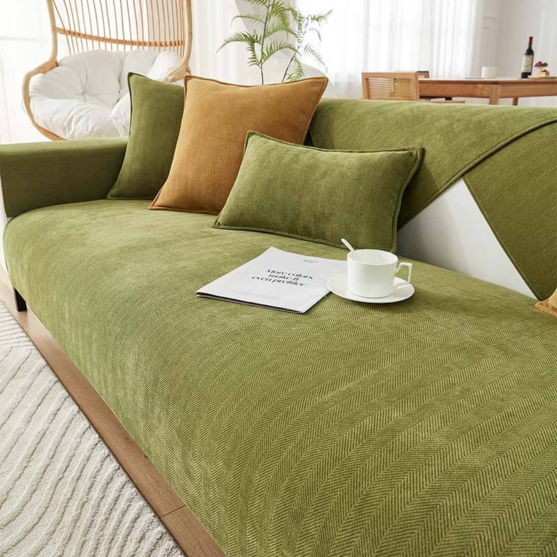 Belle | Chenille Stof Meubelbeschermer in Groen, 70x70 cm – Huisdierentempel