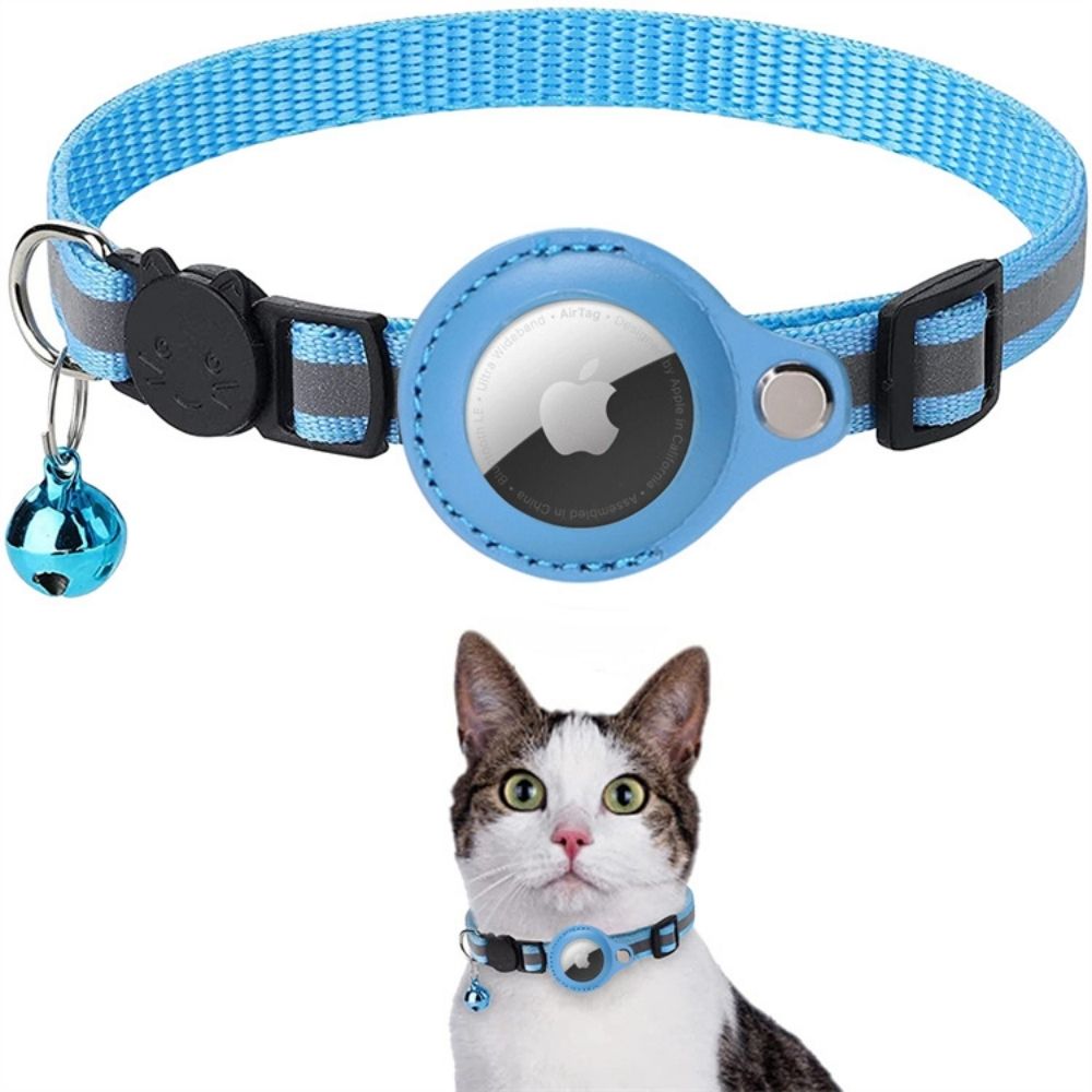 Feline Freedom™ Kattenbandje met Veiligheidsluiting | Gps tracker / Airtag houder in Hemelsblauw, Zonder gps tracker – Huisdierentempel