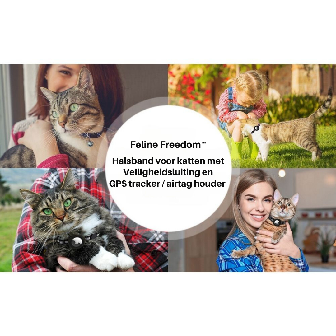 Feline Freedom™ Kattenbandje met Veiligheidsluiting | Gps tracker / Airtag houder in , – Huisdierentempel