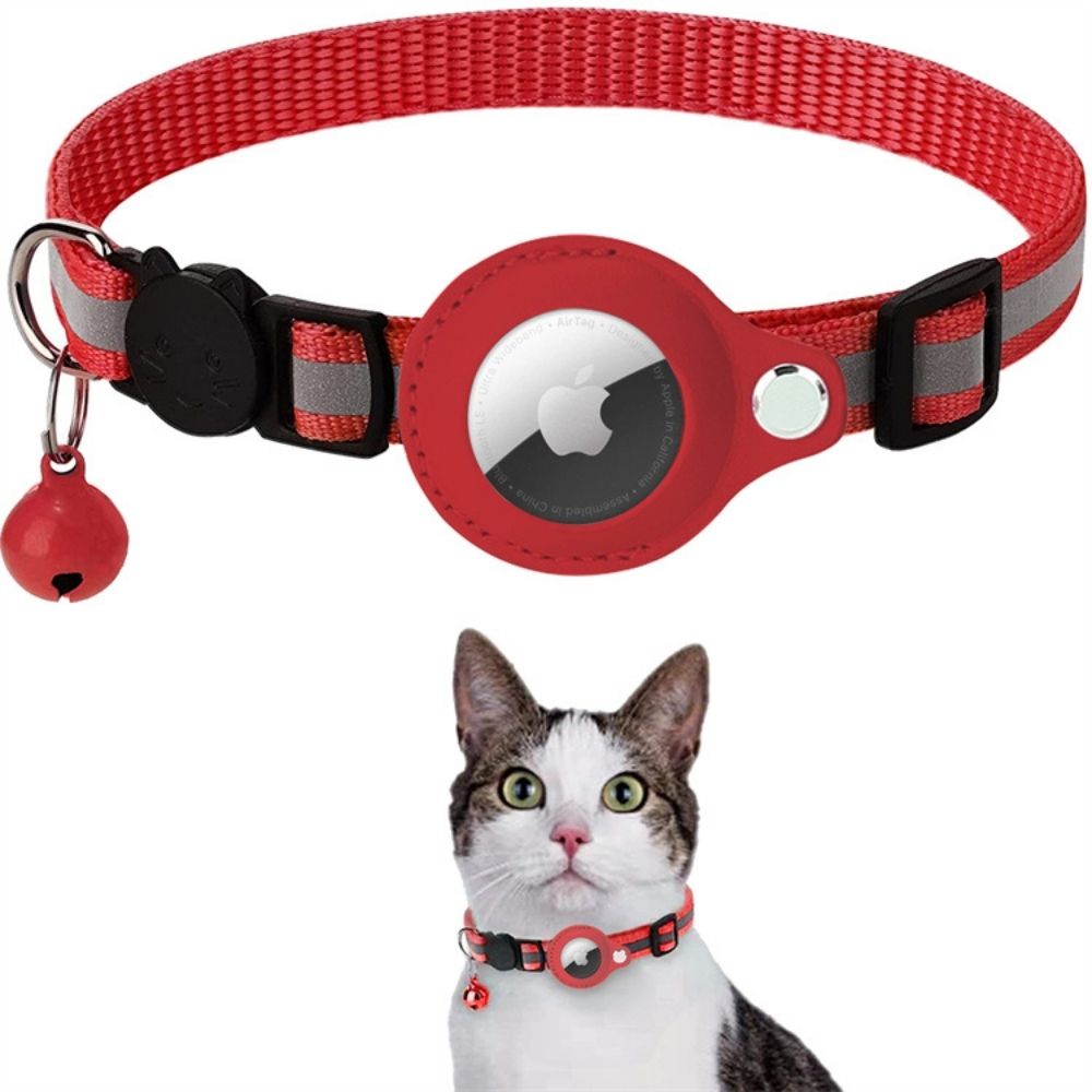 Feline Freedom™ Kattenbandje met Veiligheidsluiting | Gps tracker / Airtag houder in Rood, Zonder gps tracker – Huisdierentempel