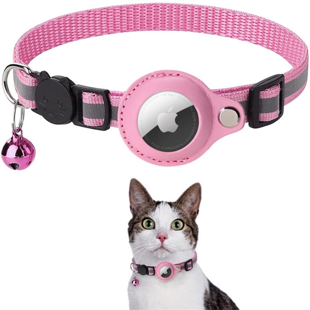 Feline Freedom™ Kattenbandje met Veiligheidsluiting | Gps tracker / Airtag houder in Roze, Zonder gps tracker – Huisdierentempel