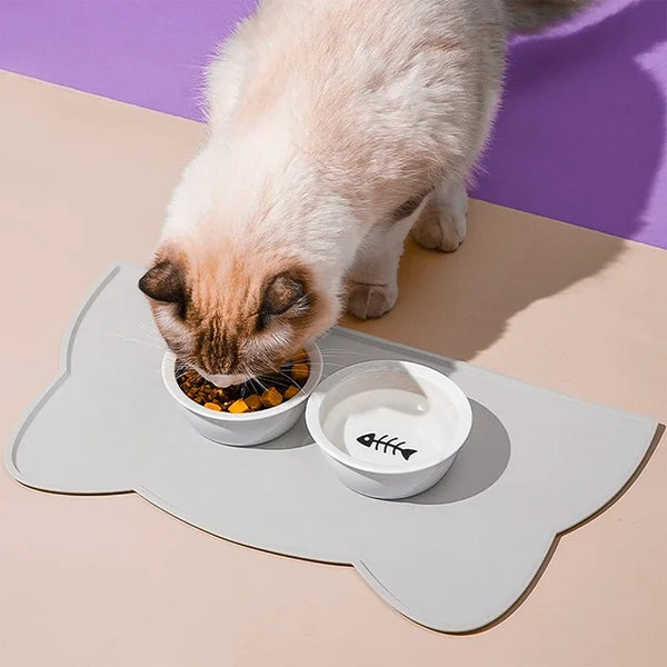 Gizmo | Siliconen onderlegger voor eet en drinkbakjes in Grjis, – Huisdierentempel