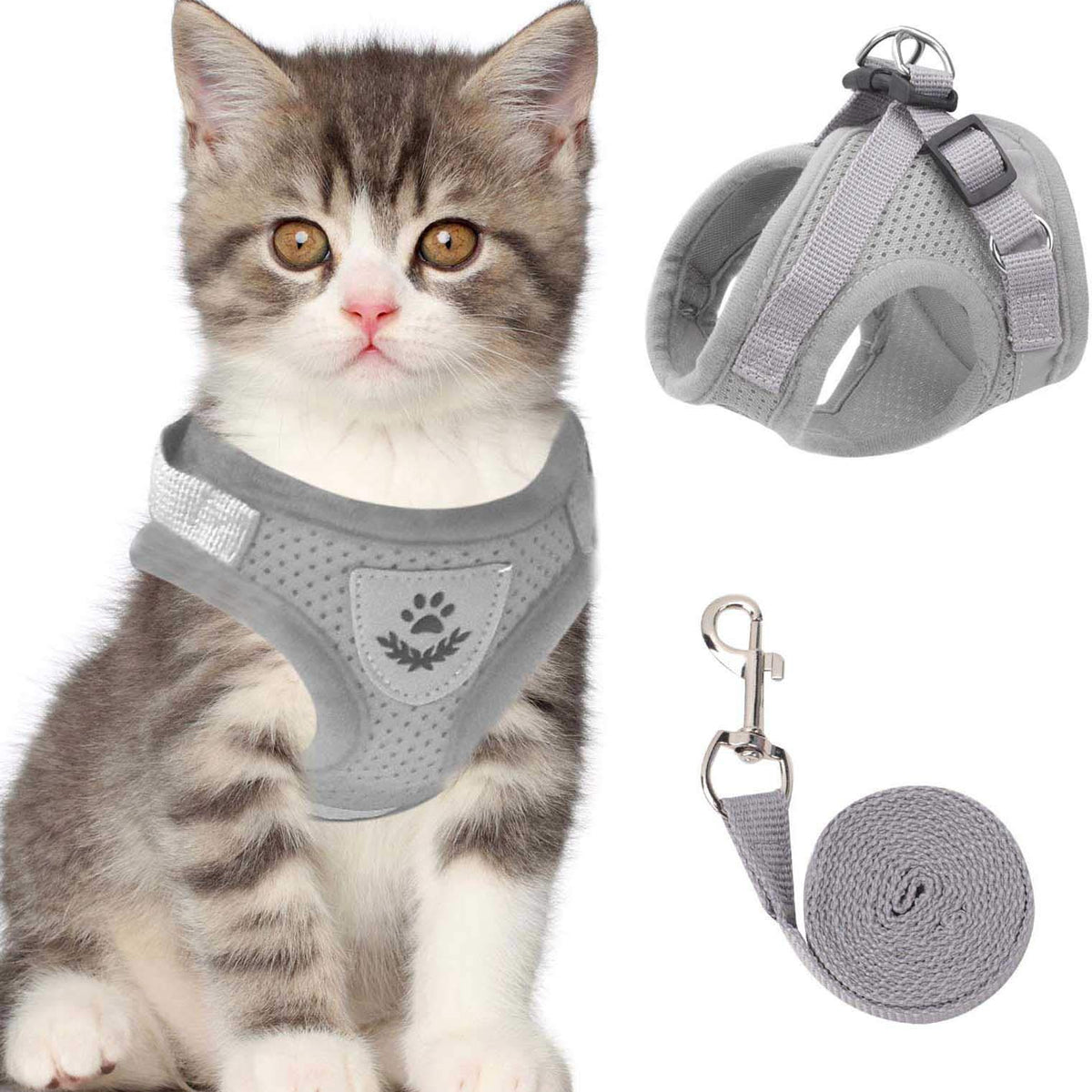 Lorena | reflectief kattenharnas in Grijs, XS – Huisdierentempel