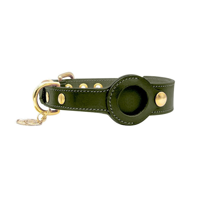Tracdog™ - Modieuze AirTag Halsband voor Huisdieren in Donkergroen, S (30-37cm) – Huisdierentempel