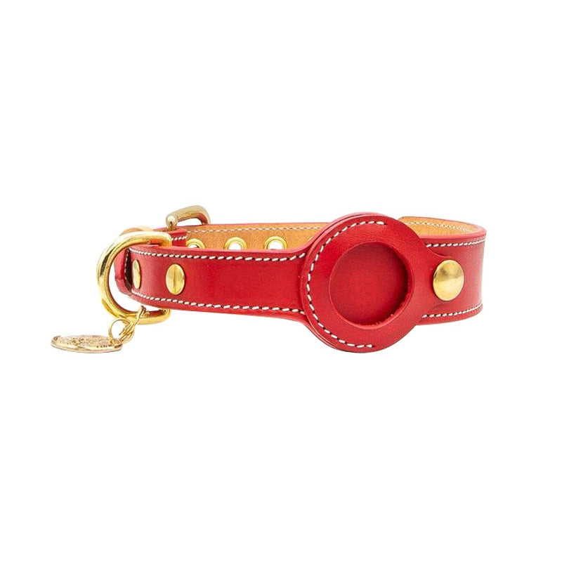 Tracdog™ - Modieuze AirTag Halsband voor Huisdieren in Rood, S (30-37cm) – Huisdierentempel